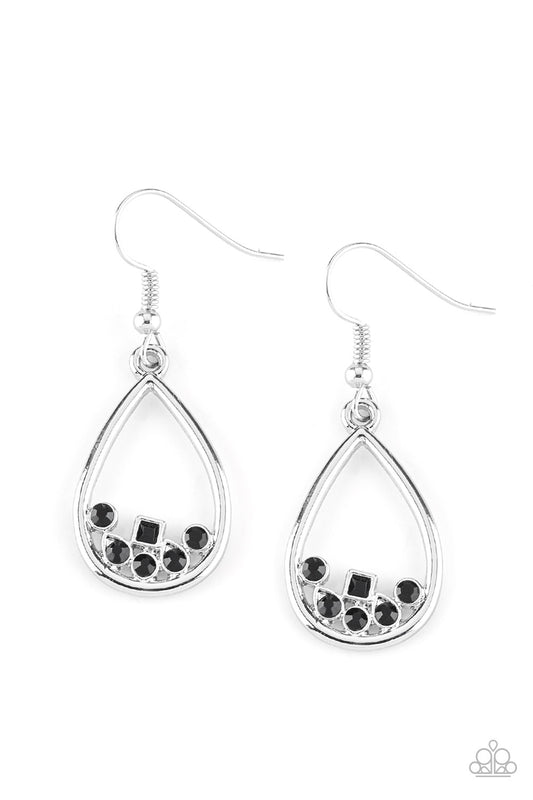 Raindrop Radiance - Black Earrings