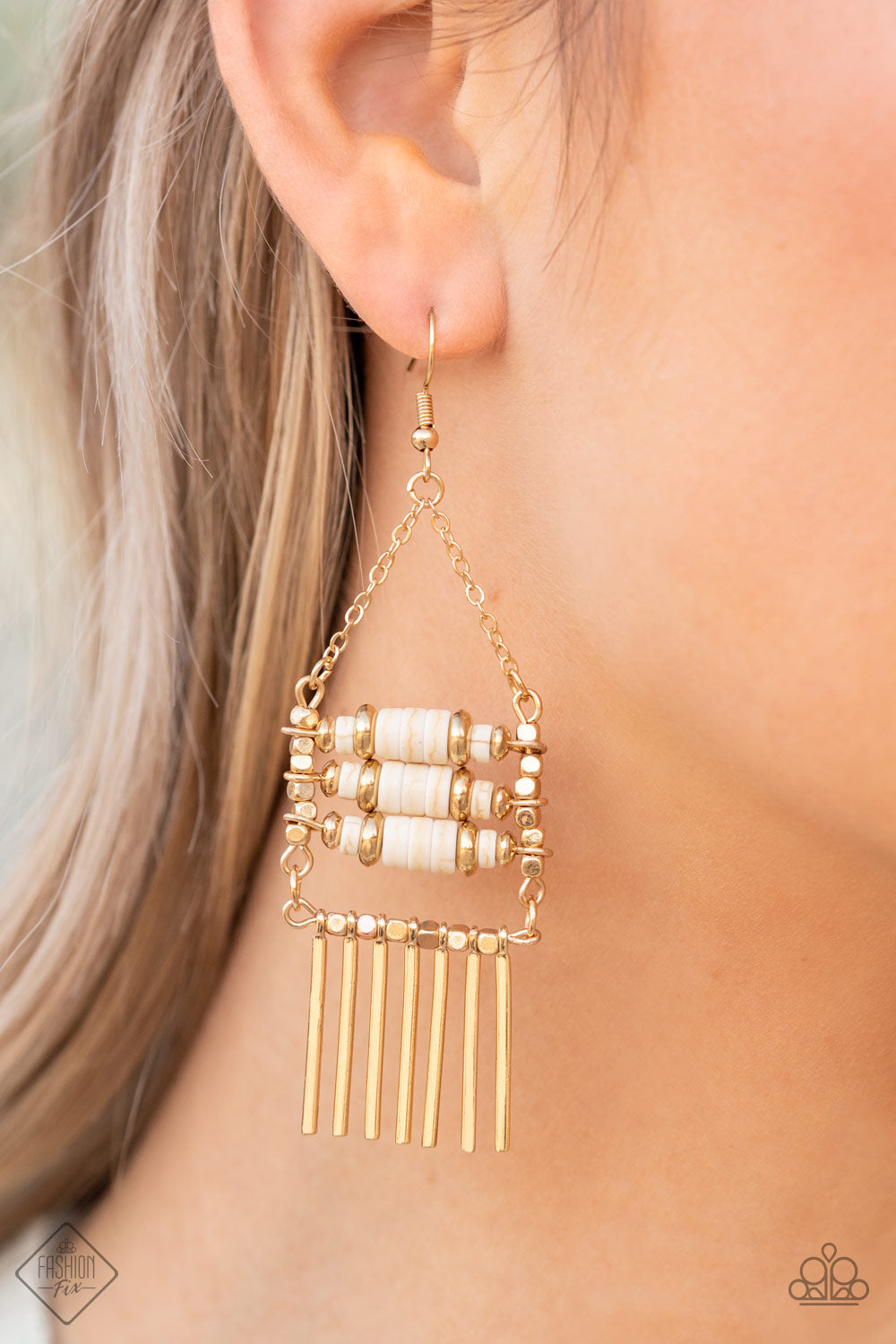 Tribal Tapestry - Gold Earrings Earrings