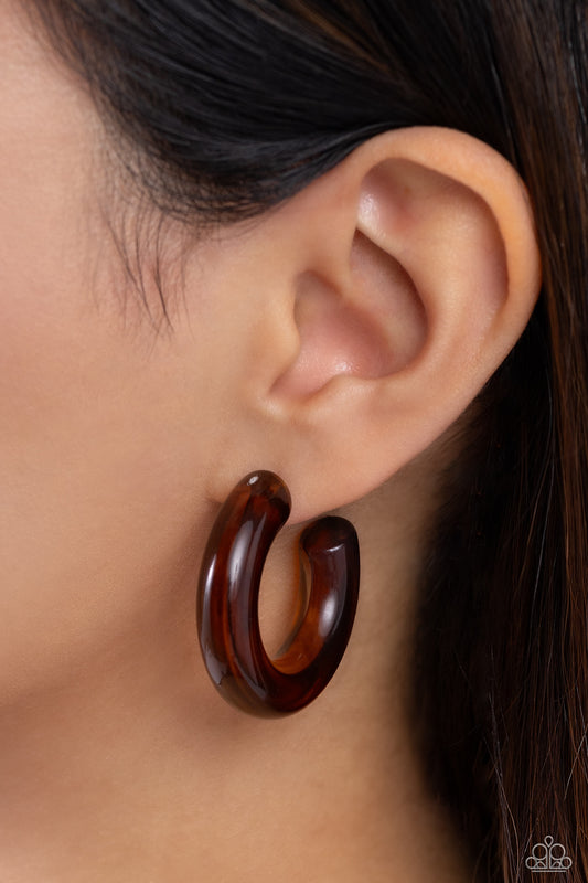 Glassy GAZE - Brown Earrings