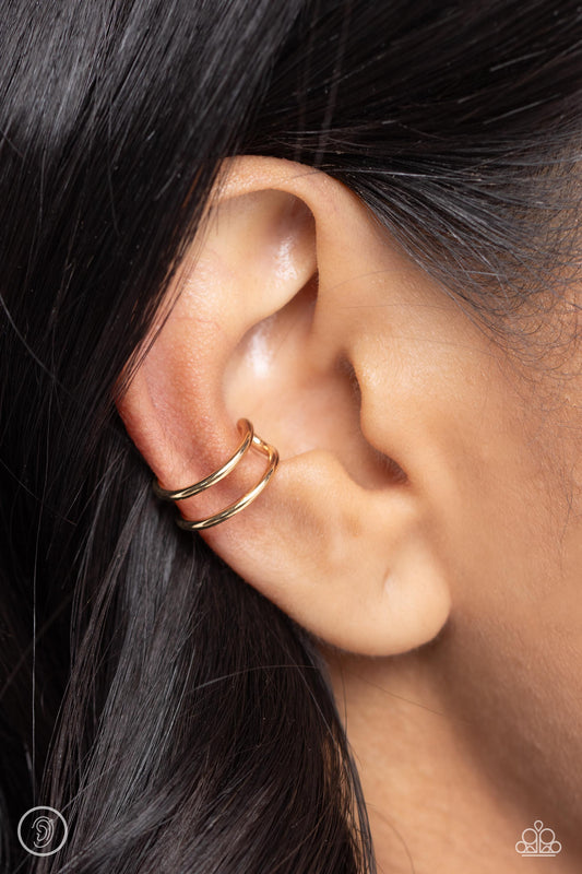 Metallic Moment - Gold Cuff Earrings