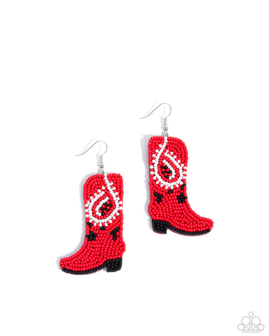 Western Webbing - Red Earrings