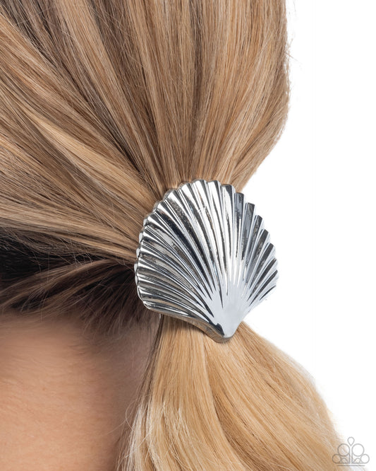 Short Seashell - Silver Hair Tie