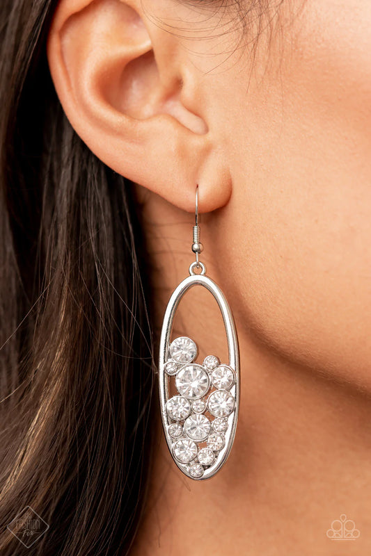 Prismatic Poker Face - White Earrings