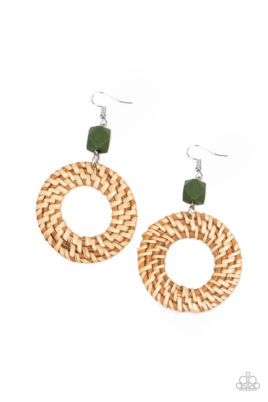 Wildly Wicker - Green Earrings
