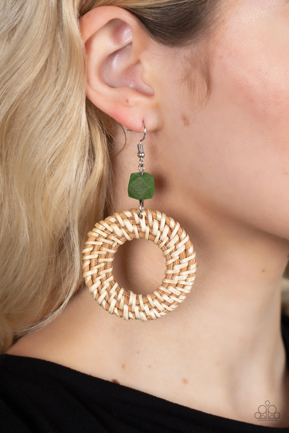 Wildly Wicker - Green Earrings