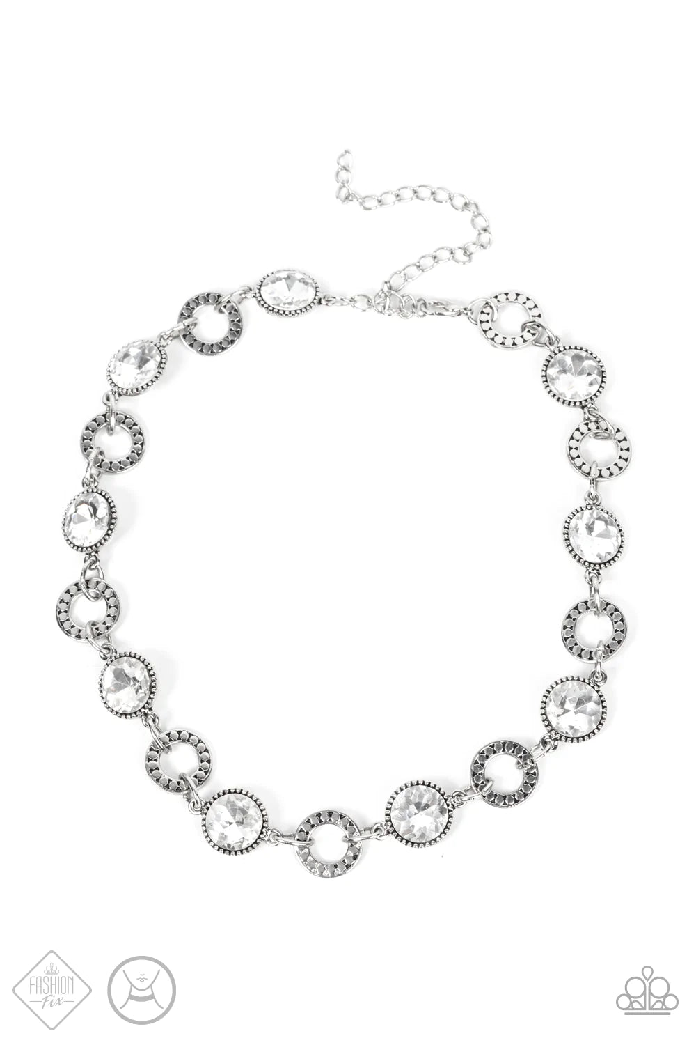 Rhinestone Rollout - White Necklace