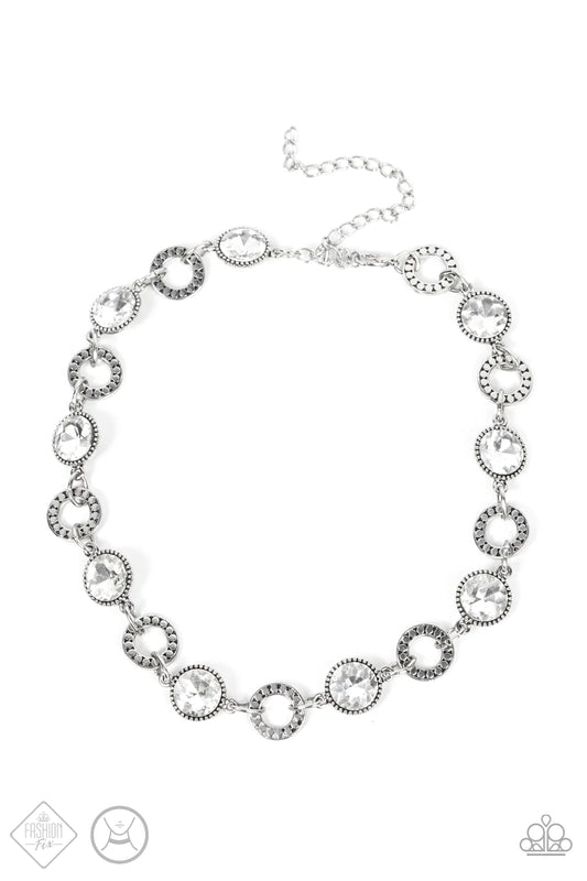 Rhinestone Rollout - White Necklace