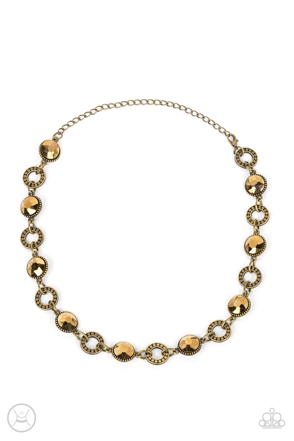 Rhinestone Rollout - Brass Necklace