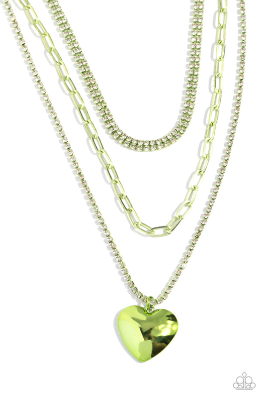 Caring Cascade - Green Necklace