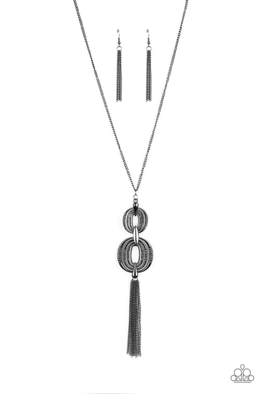 Timelessly Tasseled - Black Necklace